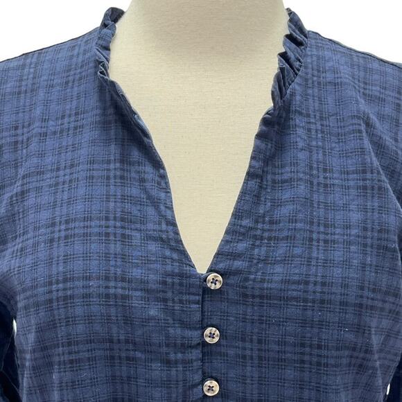 Copper Key Plaid Long Sleeve Smocked Tiered Dress Blue Juniors Small NWT - Picture 2 of 12